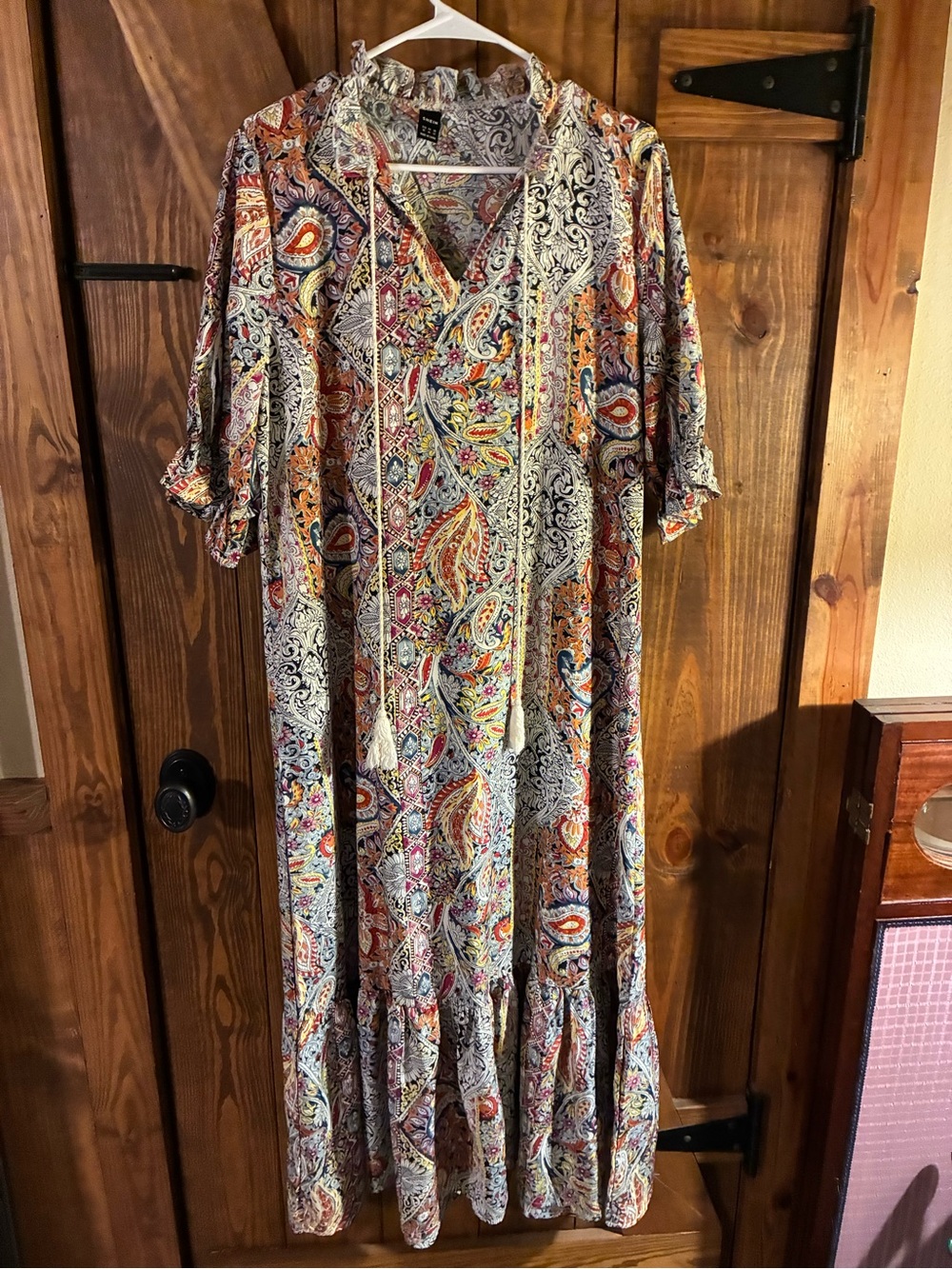 SHEIN Multicolor Paisley Ruffle-Hem Maxi Dress